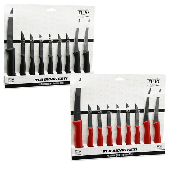 9PCS TIRTIRLI BIÇAK SETİ 1AD 24CM EKMEK 2AD 10CM SEBZE 6AD 6.5CM MEYVE (5433) ürün görseli 1