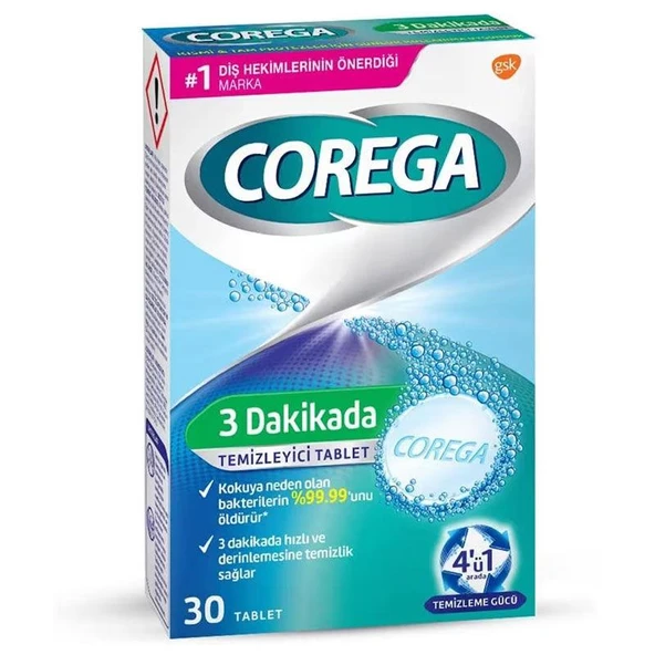 Corega Temizleyici Tablet 30 Adet - 3 Dakikada Temizlik 4047400011003 ürün görseli 1