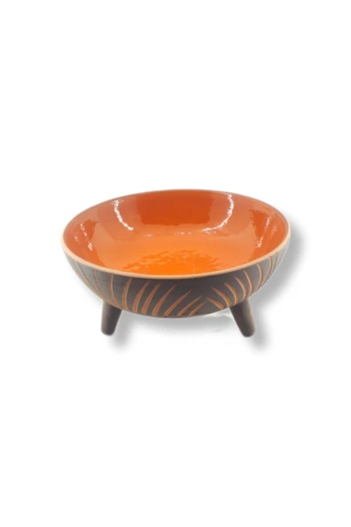 çömlek diyarı Ayaklı Kazıma Desenli Kase 20cm ürün görseli 1