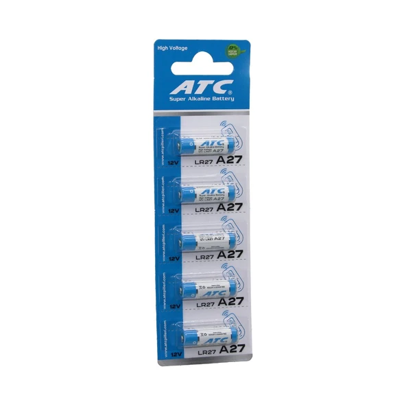 ATC SUPER ALKALİNE BATTERY A27 - 27A LR27 ARAÇ - OTO KUMANDA PİLİ 12V 5Lİ KART (5433) ürün görseli 1