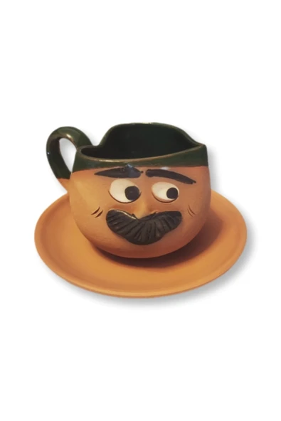 çömlek diyarı TOPRAK KALPLİ FİNCAN EMOJİ ERKEK ürün görseli 1