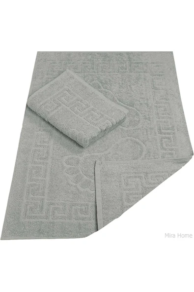 2 Li Banyo Ayak Havlusu %100 Pamuk 50X70 Cm Menesch Gri ürün görseli 1