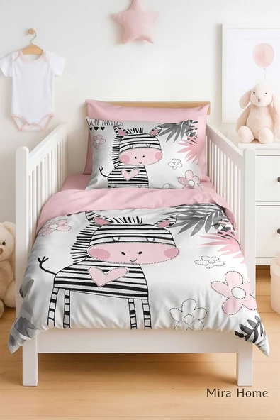 Dijital Baskılı 3d Pamuklu Yenidoğan Bebek Nevresim Takımı Baby Zebra ürün görseli 1