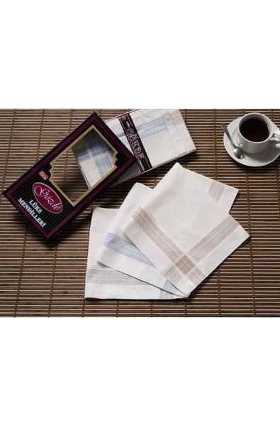 Siyah Kutulu 42x42 cm Düzine 12 Adet Kumaş Mendil-GM 03 ürün görseli 1