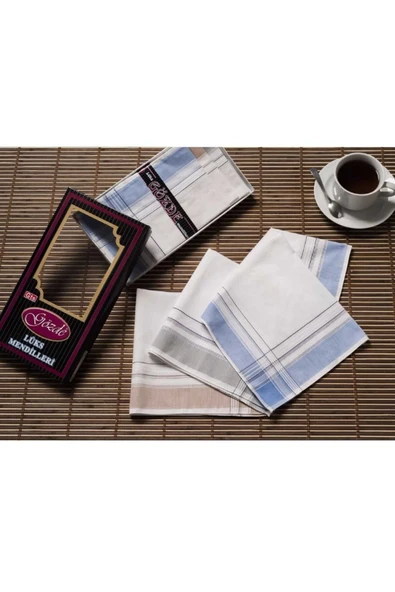 Siyah Kutulu 42x42 cm Düzine 12 Adet Kumaş Mendil-GM 08 ürün görseli 1
