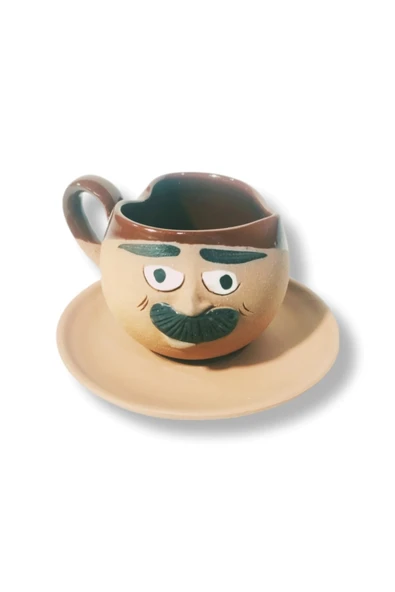 çömlek diyarı TOPRAK KALPLİ FİNCAN EMOJİ ERKEK ürün görseli 1