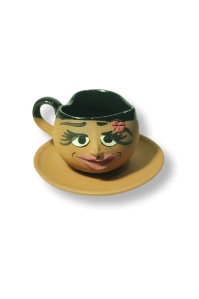 çömlek diyarı TOPRAK KALPLİ FİNCAN EMOJİ KADIN ürün görseli 1
