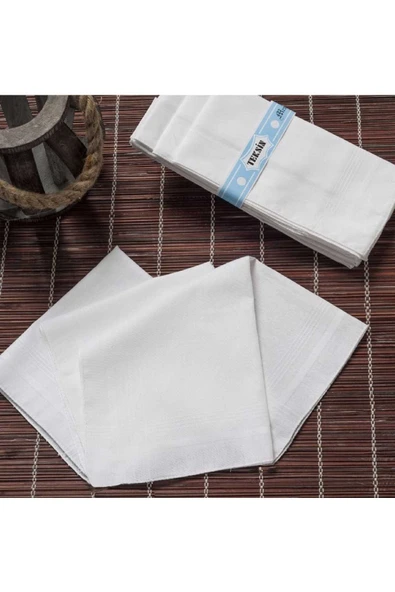 Teksin El Yüz Cep Mendili Beyaz 12 li Paket 36x36 Cm TM Beyaz ürün görseli 1