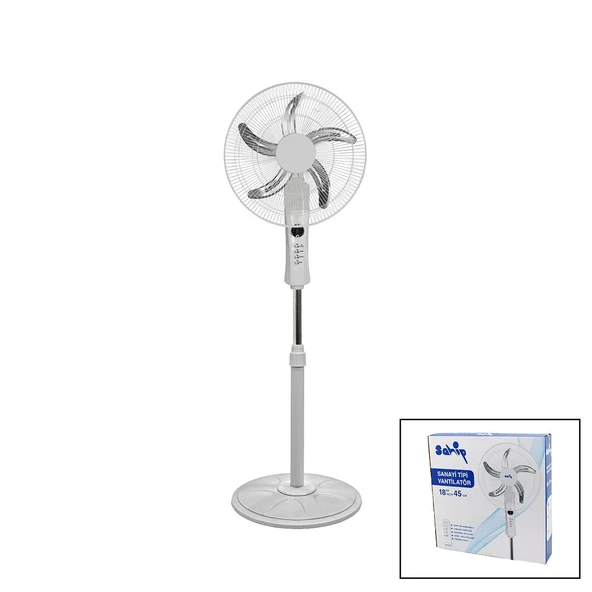 18 İNC 45 CM KUMANDALI  SANAYİ TİPİ AYAKLI VANTİLATÖR 5-METAL PERVANE 3-KADEME HIZ 65W Y:137CM (5433) ürün görseli 1