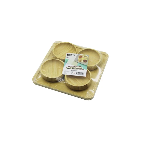 AHŞAP BAMBU 5PCS  ÇEREZLİK - LOKUMLUK KASE SETİ 22X22CM (5433) ürün görseli 1