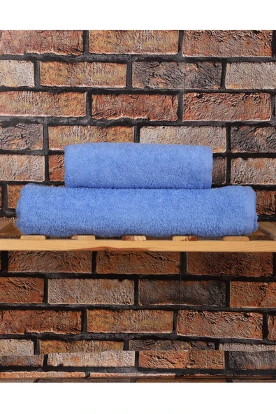 2 Parça %100 Pamuklu Soft Lüx Banyo Havlu Seti Mavi ürün görseli 1