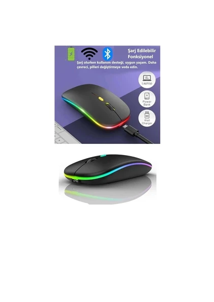 Raynox RX-M208 Kablosuz Bluetooth ve USB Mouse - SİYAH - Resim 2