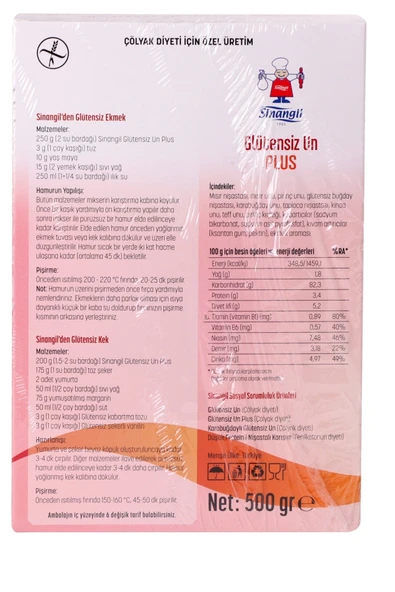 Sinangil Glutensiz Un Plus 500 gr - Resim 2