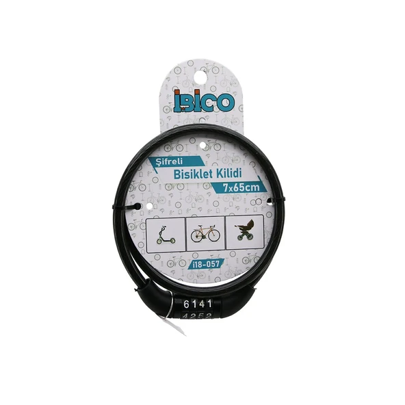 ŞİFRELİ EKO - İNCE BİSİKLET KİLİT ÇELİK TEL SİYAH ŞEFFAF KILIF 7MMX65CM (5433) ürün görseli 1