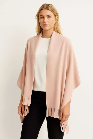 Softiva Polar Omuz Şalı 70x180 cm Unisex Kışlık Şal Pudra ürün görseli 1