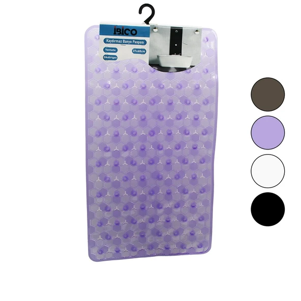 DİKDÖRTGEN - LÜX PVC PETEK DESEN - ŞEFFAF-BUZLU 98PCS VANTUZ KAYDIRMAZ BANYO - KÜVET PASPAS 37X68CM (5433) ürün görseli 1