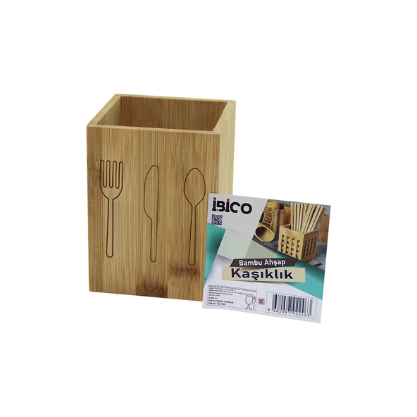 KÜÇÜK  KARE=9X9CM  AHŞAP BAMBU KAŞIKLIK ORGANİZER (5433) ürün görseli 1
