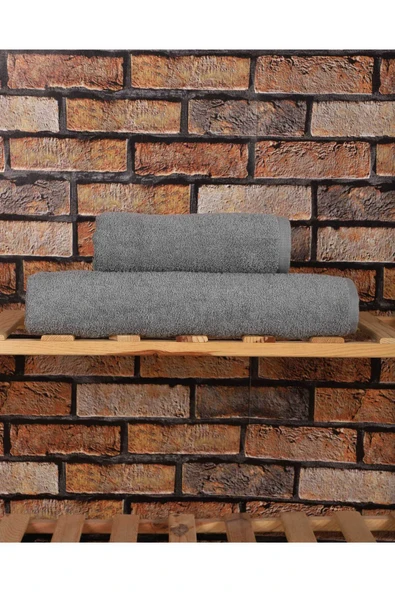 2 Parça %100 Pamuklu Soft Lüx Banyo Havlu Seti Gri ürün görseli 1
