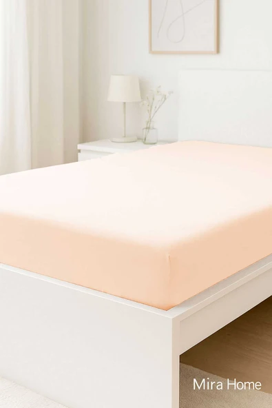 Çift Kişilik Düz Penye  %100 Pamuklu Lastikli Çarşaf 200X200 Cm Battal  Boy Newsheet Somon ürün görseli 1