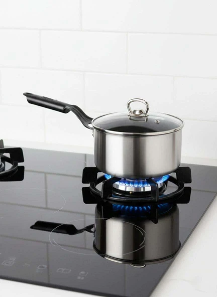 Mehtap Chefline İndüksiyon Tabanlı Kaçerola Sos Tavası (18 CM) – Cam Kapaklı ürün görseli 1