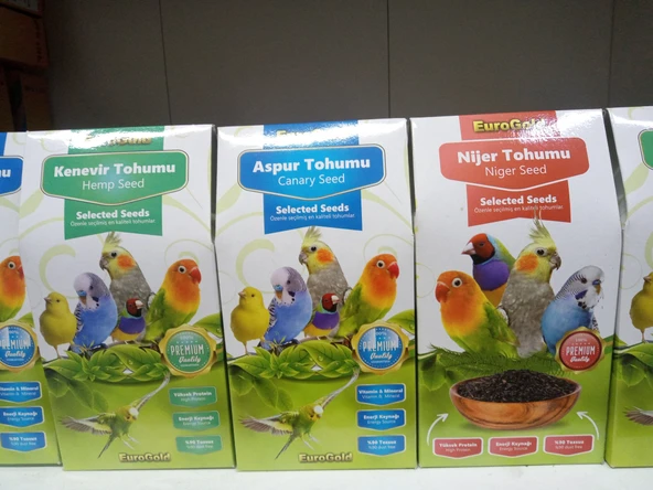 EUROGOLD KUŞ YEM KATKISI Aspur Tohumu 150 Gram+Kenevır Tohumu 100 Gram+Nijer Tohumu 100 Gram ürün görseli 1