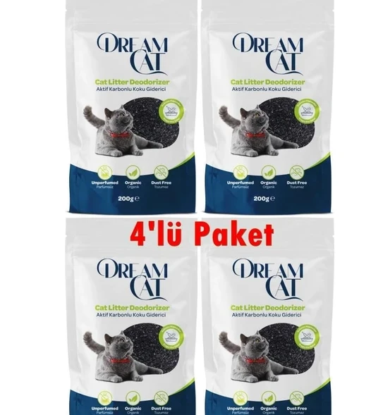 Dream Cat Aktif Karbon Kedi Kumu Koku Giderici 200 gr X 4 ADET ürün görseli 1