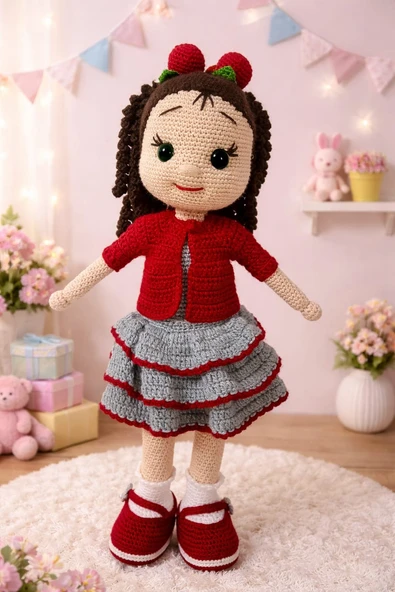 El Emeği Amigurumi Kız Bebek  Dekoratif ve Oyun Amaçlı Örgü Oyuncak ürün görseli 1