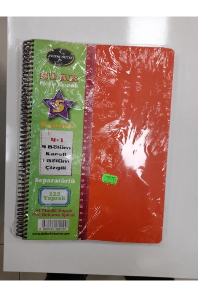 Defne Star 4+1 Ayraçlı 5 Konulu 125 Yaprak Defter Dfn-2190 ürün görseli 1