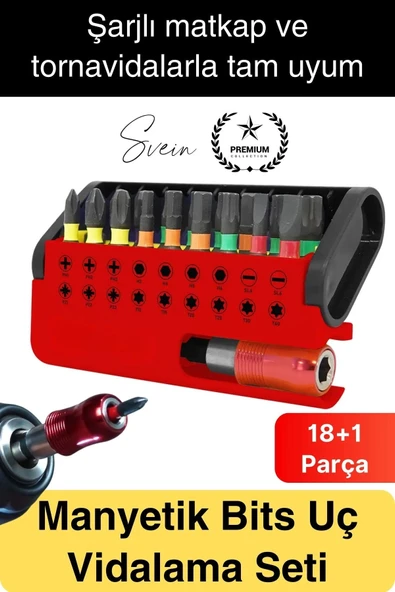 #Vidalama Rodex Manyetik Bits Uç Vidalama Çelik Tornavida Seti Kutulu 18+1 Parça 1/4 Hex Çok Amaçlı ürün görseli 1
