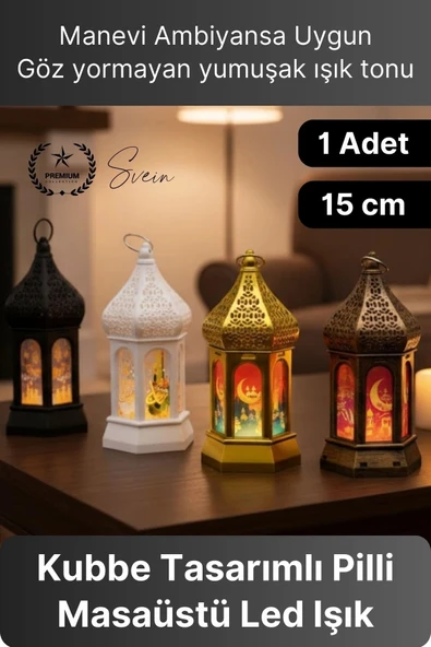 #Lamba Led Işıklı Dekoratif Asılabilir Plastik Fener Ambiyans Aydınlatma Kubbe Tasarım 15 cm Pilli ürün görseli 1