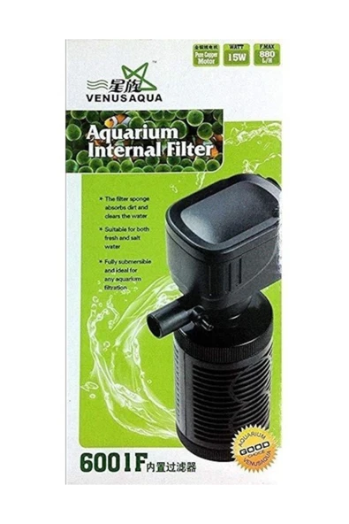 Venus Aqua 6001f  Akvaryum Iç Filtresi (15 Waat, 880lt/saat) ürün görseli 1
