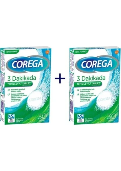 Corega Diş Protezi Temizleyici Tablet 30'lu 2 Adet ürün görseli 1