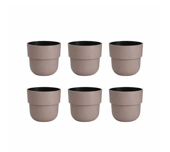 SO-KUP4 Kuple Plastik Saksı Takımı İç Kovalı No:4 Mocha 11 Lt 6 Adet ürün görseli 1