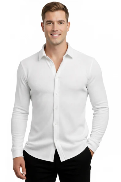 DeepSEA Slim Fit Örme Kumaş Likralı Erkek Gömlek – Nefes Alan Esnek ve Modern Tasarım 2602604 ürün görseli 1