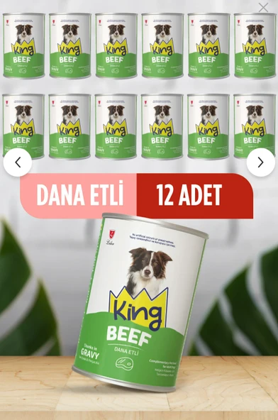 King Sos İçerisinde Et Parçacıklı Dana Etli Köpek Konservesi 400 gr x 12 Adet ürün görseli 1