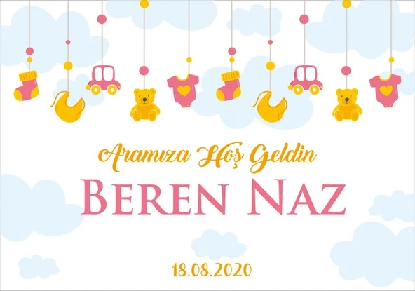 Oyuncaklar Temalı Bebek Karşılama Afişi 35x50 Cm ürün görseli 1