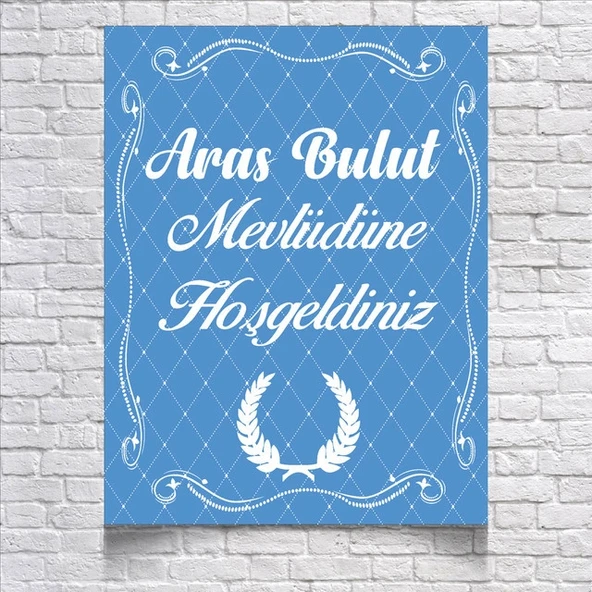 Mavi Temalı Mevlüd Afişi  50x70 Cm ürün görseli 1