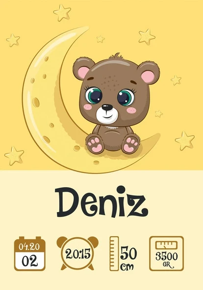 Sevimli Ayıcık Temalı Yaş Panosu ürün görseli 1