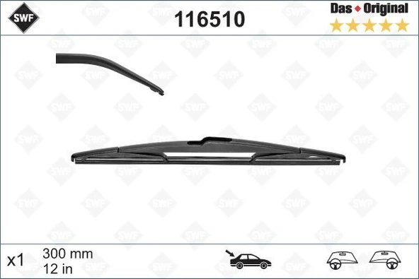 SİLECEK SWF 30cm x1 ARKA TWNG 03/93 -TOYOTA AYGO YARIS 02/01 SCENİC 2.09 C1 107 ürün görseli 1