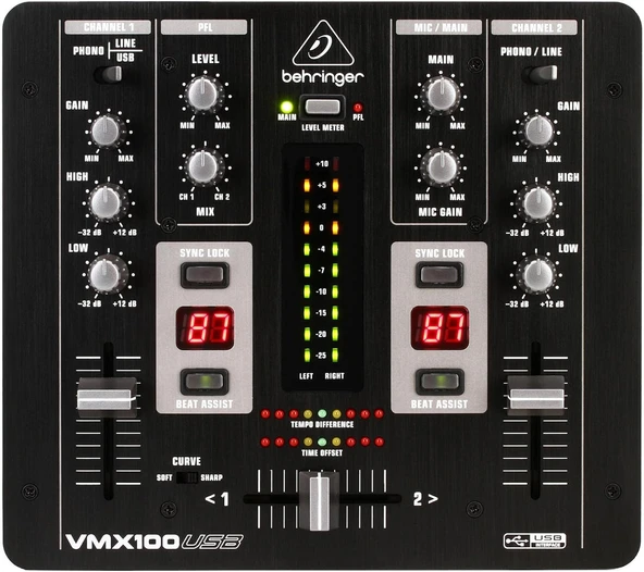 Behringer Vmx100Usb Professional 2-Channel Dj Mixer With Usb/Audio Interface, Bpm Counter And Vca Co ürün görseli 1