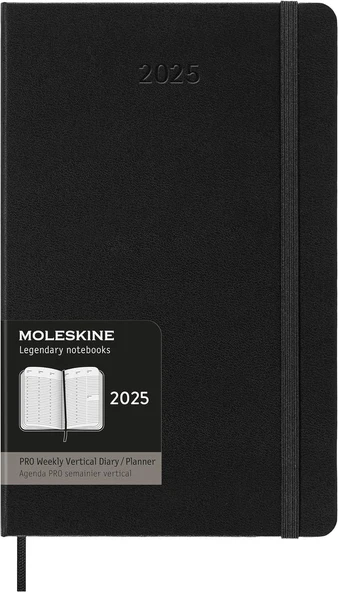 Moleskine Pro 12 Ay 2025 Haftalık Dikey Planlayıcı, Sert Kapak, Büyük (5" X 8.2"), Siyah, 288 Sayfa ürün görseli 1