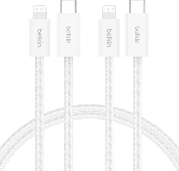 Belkin 2'Li Örgülü Usb-C - Lightning Kablo, 1,5 M, Yumuşak, Esnek Ve Hızlı Şarj Kablosu, Iphone 14 V ürün görseli 1