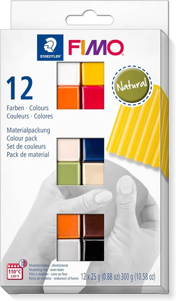 Staedtler Fimo 8023 C12-4 Mp Fimo Soft Modelleme Kili Doğal Renkler (25 Gr X 12 Blok) ürün görseli 1