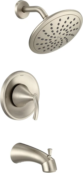 Moen T2843Epbn Glyde Tub Shower Faucet System With Rainshower Showerhead Without Valve, Brushed Nick ürün görseli 1