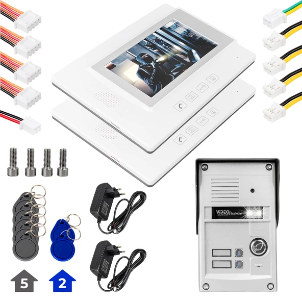 Powermaster 37T2 2 Daire 7'' NFC Destekli Görüntülü Kapı Zili Interkom Akıllı Ev Güvenliği Sistemi ürün görseli 1