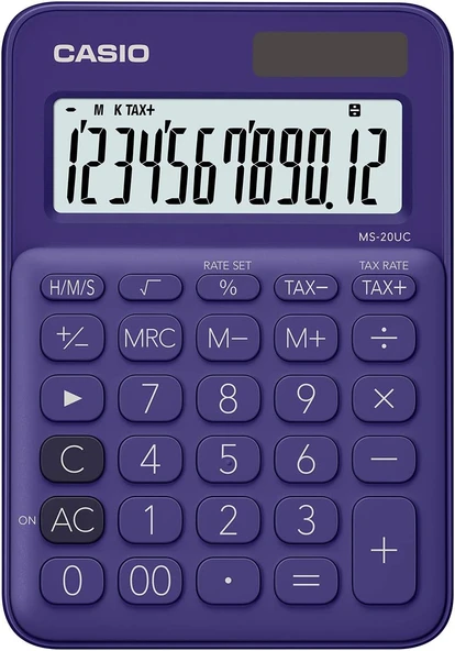 Casio Ms-20Uc-Pl-N-Dc Casio Mini Masa Hesap Makinesi, Mor ürün görseli 1