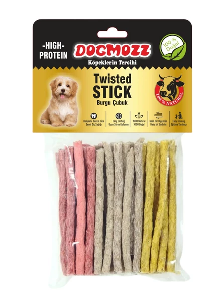 DogMozz Premium Deri Stick İnce Burgu Çubuk Munchy 50 Adet ürün görseli 1