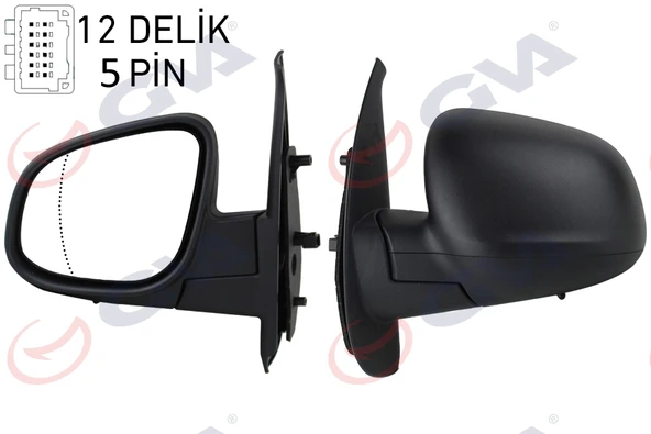 DIŞ DİKİZ AYNASI SOL KANGOO-CITAN 13 ELEKTRİKLİ ISITMALI DESENLİ ASFERİK 5 FİŞ VM-6132EHAL ürün görseli 1
