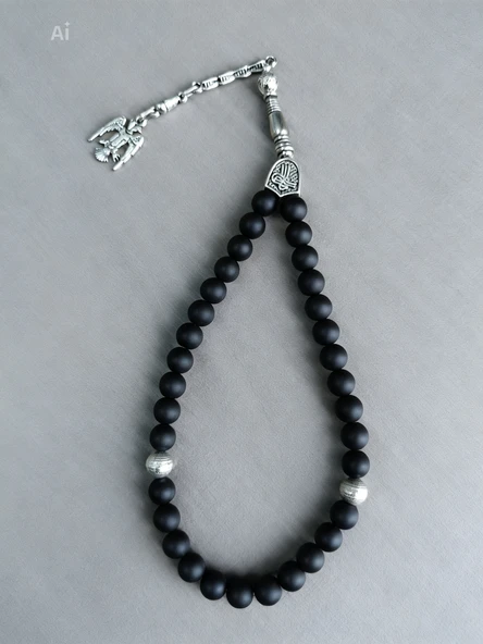 8 mm Mat Oniks Doğal Taş Tesbih - Resim 3