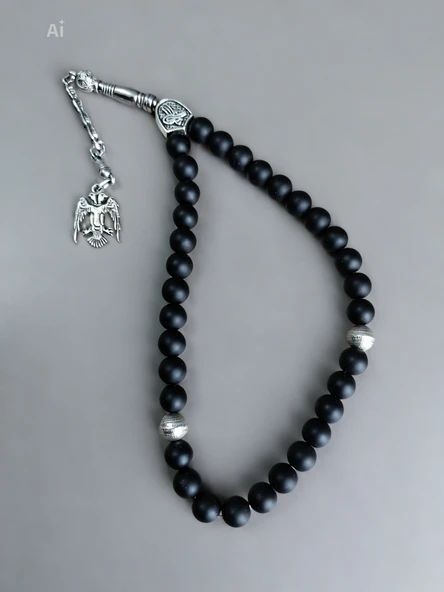 8 mm Mat Oniks Doğal Taş Tesbih - Resim 2